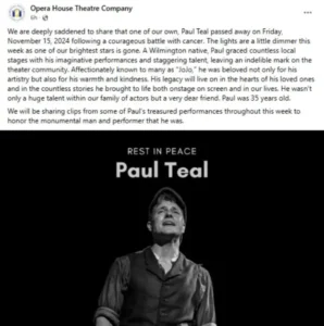 Paul Teal Death & Obituary: Wilmington NC Beloved Actor and "One Tree Hill" Star Passes Away After Battle with Cancer