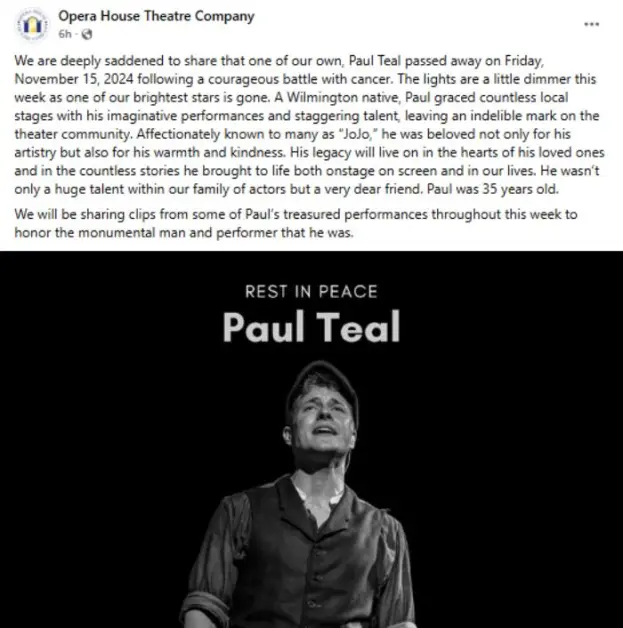 Paul Teal Death & Obituary: Wilmington NC Beloved Actor and “One Tree Hill” Star Passes Away After Battle with Cancer